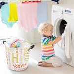 Personalised Initial Name Large Capacity Laundry Storage Basket with Handle for Bathroom Nursery Gift for Family Kids