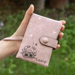 Personligt stjärntecken blomma läder trippelvikt armband plånbok med namn födelsedagspresent till henne
