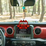 Personalisierte Ente Jeep Auto Perlen doppelseitigen Druck hängenden Holz Ornament mit Initial & Name Rückspiegel Weihnachtsbaumschmuck für Jeep-Liebhaber