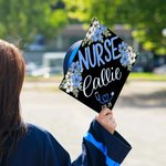 Personalized Cherry Blossom Stethoscope Nurse BSN ADN Graduation Cap Topper Decoration with Name and Year Graduation Gift for Medical Graduates