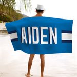 Spersonalizowany ręcznik plażowy z mikrofibry Shadow Monogram Stripe Oversized Szybkoschnący Ręcznik plażowy z mikrofibry z imieniem Letnie podróże Niezbędne wakacje Prezent urodzinowy dla niej