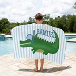 Personlig söt dykning alligator randig snabbtorkande överdimensionerad strandhandduk med namn sommarresor väsentlig födelsedagspresent för flickor pojkar