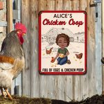 Personalized Cartoon Character Chicken Duck Coop Farm Metal Sign with Name Farm Accessory Outdoor Decor Birthday Gift for Family Farmer Breeder