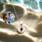 Collar de conchas naturales en forma de corazón con proyección de foto personalizada Cumpleaños San Valentín Aniversario Regalo para ella
