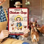 Personalized Cartoon Character Chicken Duck Coop Farm Metal Sign with Name Farm Accessory Outdoor Decor Birthday Gift for Family Farmer Breeder