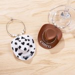 Personalizada temática occidental sombrero de vaquera Copa de la etiqueta del encanto del vaso de vino con el nombre de despedida de soltera Favor País regalo de boda para las mujeres