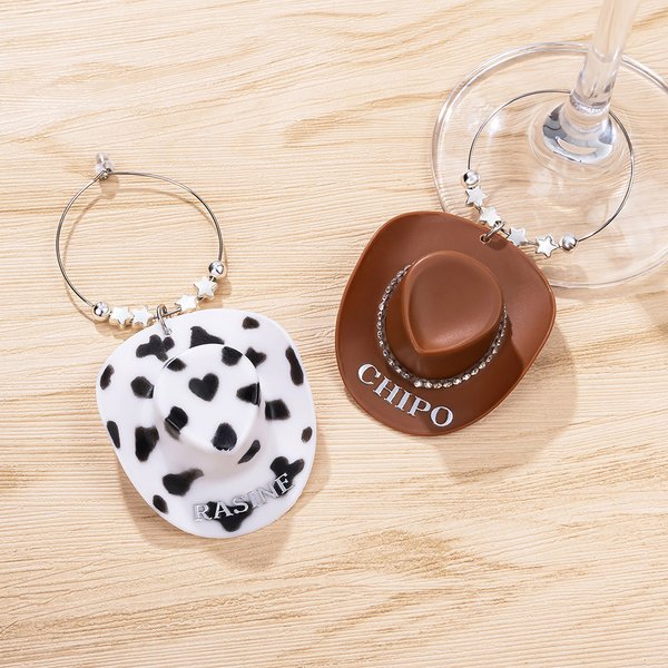 Étiquette de Gobelet Personnalisée avec Nom Thème de l'Ouest Chapeau de Cowgirl Cadeau Invité Enterrement de Vie Mariage pour Femme