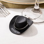 Personalizada temática occidental sombrero de vaquera Copa de la etiqueta del encanto del vaso de vino con el nombre de despedida de soltera Favor País regalo de boda para las mujeres