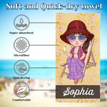 Toalla de playa personalizada con el nombre de un personaje de dibujos animados con estampado de leopardo y cebra Regalo de vacaciones de verano para la familia y los amigos