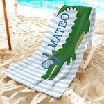 Personlig söt dykning alligator randig snabbtorkande överdimensionerad strandhandduk med namn sommarresor väsentlig födelsedagspresent för flickor pojkar