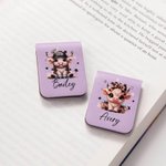 Personalisierte Hochland Kuh Leder magnetische Lesezeichen Clip mit Namen Lesen Zubehör Geburtstag Geschenk für Buchliebhaber Bücherwurm