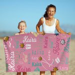 Gepersonaliseerde Zachte Sneldrogende Strandlaken met Kleurrijke Zonnebril Patroon en Naam Vakantie Strandaccessoires Cadeau voor Familie
