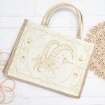 Sac Fourre-Tout en Jute Personnalisé avec Signe du Zodiaque et Nom Essentiel de Voyage Cadeau d'Anniversaire pour Femme