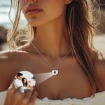 Collar de conchas naturales en forma de corazón con proyección de foto personalizada Cumpleaños San Valentín Aniversario Regalo para ella