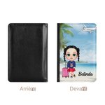 Porte-passeport en Cuir PU Personnalisé avec Personnage de Dessin Animé et Nom Accessoire Fentes pour Cartes Cadeau Anniversaire pour Hommes et Femmes