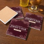 Custom Bar Mat Coaster Bottle Opener Home Bar Accessories Retro Leaves Design with Text and Year Christams Gift for Bartender Cocktail Lover