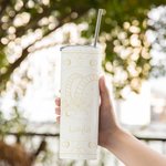 Personlig Zodiac Sign Name 20 oz Skinny Tumbler med lock och sugrör Resetillbehör Födelsedag Jubileum Bröllopsgåva för kvinnor