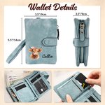 Personalised Floral Highland Cow Leather Tri-folded Wristlet Wallet with Card Holder and Name Birthday Gift for Women Highland Cow Lovers