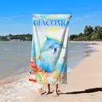 Asciugamano da spiaggia personalizzato con design animali marini asciugatura rapida oversize regalo di vacanze estive e compleanni per bambini