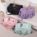 Borsa impermeabile personalizzata scomparto scarpe con nome fiore di nascita e personaggio cartone animato regalo di compleanno per donne e ragazze