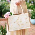 Sac Fourre-Tout en Jute Personnalisé avec Signe du Zodiaque et Nom Essentiel de Voyage Cadeau d'Anniversaire pour Femme