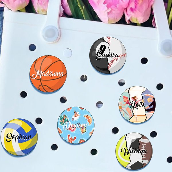 Personalised Softball Badminton Basketball Sports Acrylic Bag Charm Accessories for Bogg with Name Game Birthday Gift for Sports Ball Lovers