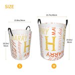 Personalised Initial Name Large Capacity Laundry Storage Basket with Handle for Bathroom Nursery Gift for Family Kids