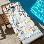 Gepersonaliseerde Zachte Sneldrogende Strandlaken met Kleurrijke Zonnebril Patroon en Naam Vakantie Strandaccessoires Cadeau voor Familie