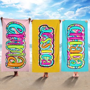 Asciugamano da spiaggia personalizzato con nome ad asciugatura rapida e oversize regalo di compleanno festa estiva e vacanze per lei