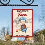 Personalized Cartoon Character Chicken Duck Coop Farm Metal Sign with Name Farm Accessory Outdoor Decor Birthday Gift for Family Farmer Breeder