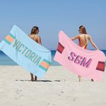 Spersonalizowany ręcznik plażowy z mikrofibry Shadow Monogram Stripe Oversized Szybkoschnący Ręcznik plażowy z mikrofibry z imieniem Letnie podróże Niezbędne wakacje Prezent urodzinowy dla niej