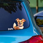 Autocollant de Voiture Personnalisé avec Nom et Image 3D Chien ou Chat Cadeau Pendaison de Crémaillère pour Famille Amoureux d'Animaux de Compagnie