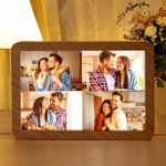 Personalised Family Photo Collage LED Mirror Photo Frame with Three-colour Dimming Valentine's Day Anniversary Birthday Gift for Couples Family