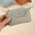 Personalized Mini Portable Leather Coin Wallet Cash Pouch with Text and Key Ring Bridal Shower Birthday Gift for Women
