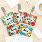 Personalised Watercolour Birth Flower ID Badge Holder with Name and Lanyard Office Accessories Birthday Gift for Office Worker