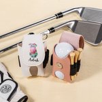 Personalised Golf Clubs Design Golf Ball & Tee Holder PU Leather Pouch with Name and Belt Clip Sport Accessories Birthday Gift for Golf Players
