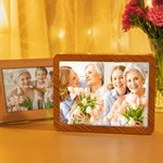 Personalised Family Photo Collage LED Mirror Photo Frame with Three-colour Dimming Valentine's Day Anniversary Birthday Gift for Couples Family