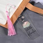 Personalisierte Geburt Blume Buch Acryl Lesezeichen mit Namen Text und Quaste Lesen Zubehör Geburtstag Geschenk für Buchliebhaber Bücherwürmer