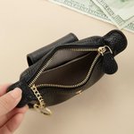 Personalized Mini Portable Leather Coin Wallet Cash Pouch with Text and Key Ring Bridal Shower Birthday Gift for Women