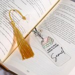 Personalisierte Geburt Blume Buch Acryl Lesezeichen mit Namen Text und Quaste Lesen Zubehör Geburtstag Geschenk für Buchliebhaber Bücherwürmer