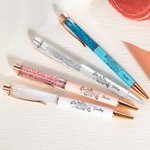 Personalisiertes Kugelschreiber-Set Doppelhelix-Geburtsblume-Design mit Glitter Namen Bürobedarf Geburtstag Geschenk für medizinisches Personal