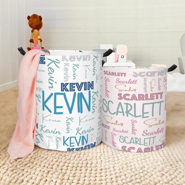 Personalisierte Multicolor Wort Wolke Name Wäschespeicher Korb mit Griff Housewarming Geburtstag Geschenk für Freunde Familie Kinder