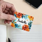Personalised Watercolour Birth Flower ID Badge Holder with Name and Lanyard Office Accessories Birthday Gift for Office Worker