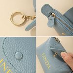 Personalized Mini Portable Leather Coin Wallet Cash Pouch with Text and Key Ring Bridal Shower Birthday Gift for Women