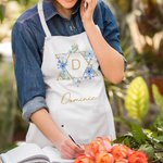 Personalized Floral Jewish Star Waterproof Apron with Name and Front Pockets Housewarming Passover Gift for Jewish Cooking Lover 3