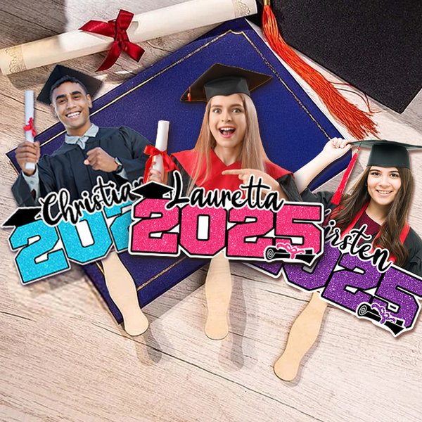 Personalisierte lustige Portraitfoto Graduierung Fan mit Namen und Glitter Jahr Graduierung Keepsake Party Geschenk für Absolventen