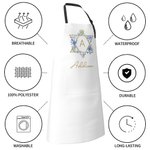 Personalized Floral Jewish Star Waterproof Apron with Name and Front Pockets Housewarming Passover Gift for Jewish Cooking Lover 6