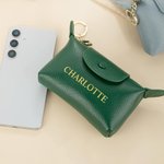 Personalized Mini Portable Leather Coin Wallet Cash Pouch with Text and Key Ring Bridal Shower Birthday Gift for Women