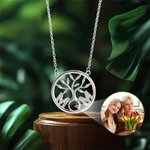 Personalized Mom Family Tree Adjustable Photo Projection Necklace Anniversary Birthday Gift for Women