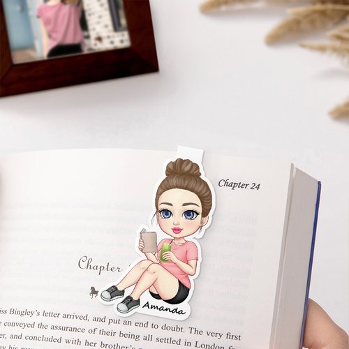 Marcapáginas magnético personalizado con nombre del personaje de dibujos animados regalo para amantes de los libros